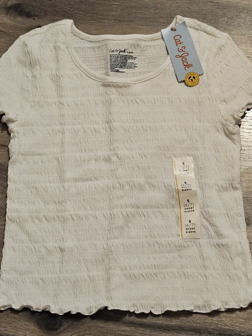 Cat & Jack White Short Sleeve Ruffle-Hem Tee